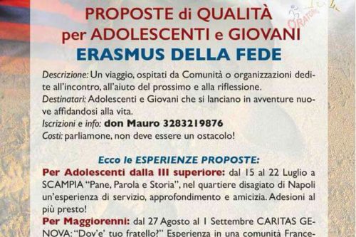“Erasmus di fede”, le proposte del San Filippo Neri dedicati ai giovani
