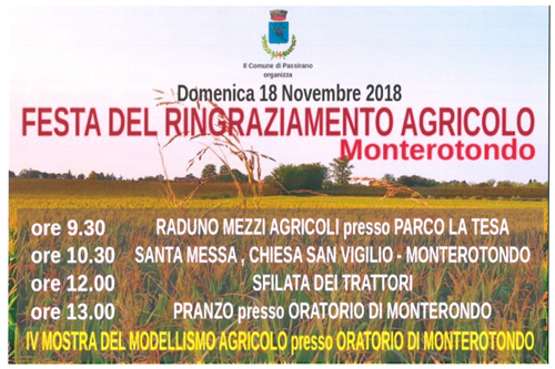 18 Novembre | Festa del Ringraziamento a Monterotondo