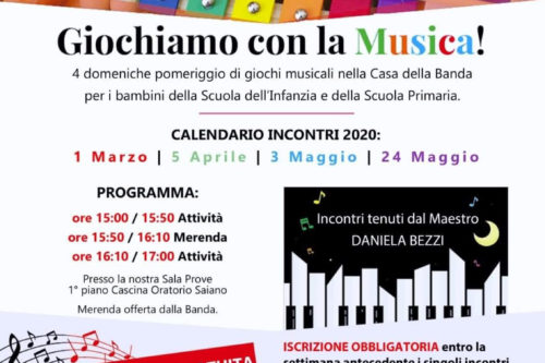A Rodengo Saiano si Gioca con la Musica! 1 Marzo Primo Appuntamento della Banda Raineri