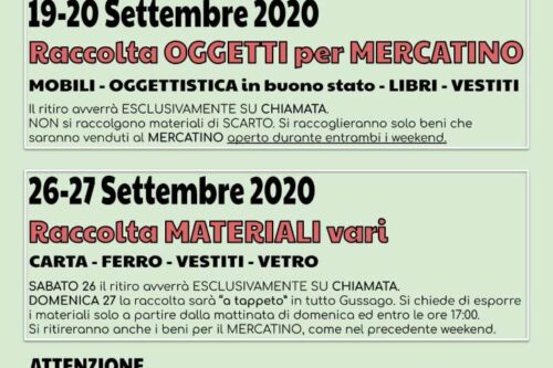 Campo Emmaus 2020: a Gussago si Raccolgono Gratuitamente Materiali a Fin di Bene