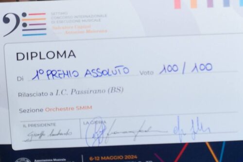 Brillante successo: l’orchestra dell’Ic Passirano conquista il primo premio al concorso internazionale di Buseto Palizzolo Brillante successo: l’orchestra dell’Ic Passirano conquista il primo premio al concorso internazionale di Buseto Palizzolo